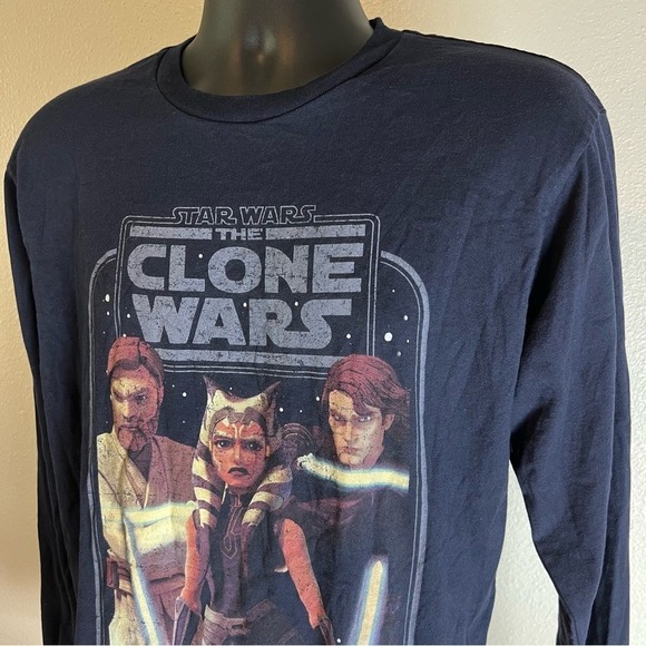 Tultex‎ Star Wars The Clone Wars Navy Long Sleeve T-Shirt Mens M - Picture 3 of 8